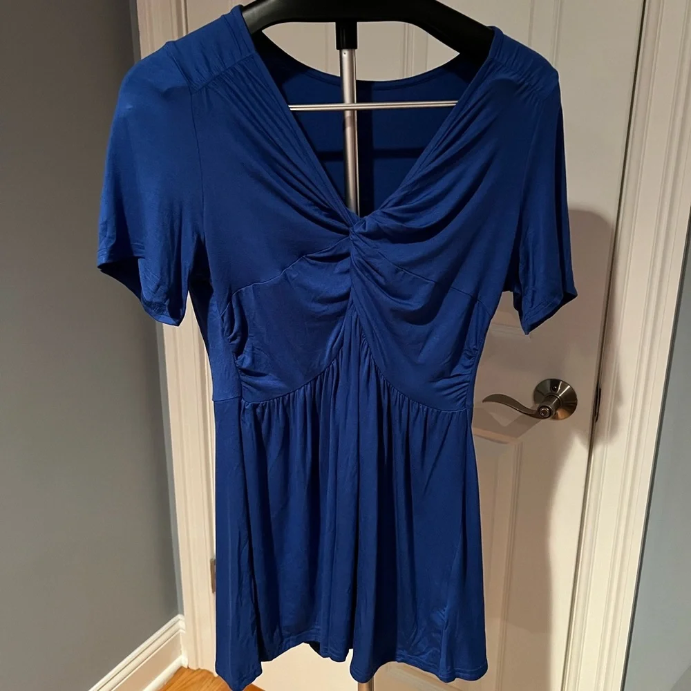 Blue short sleeve v-neck, Large - Picture 2 of 5